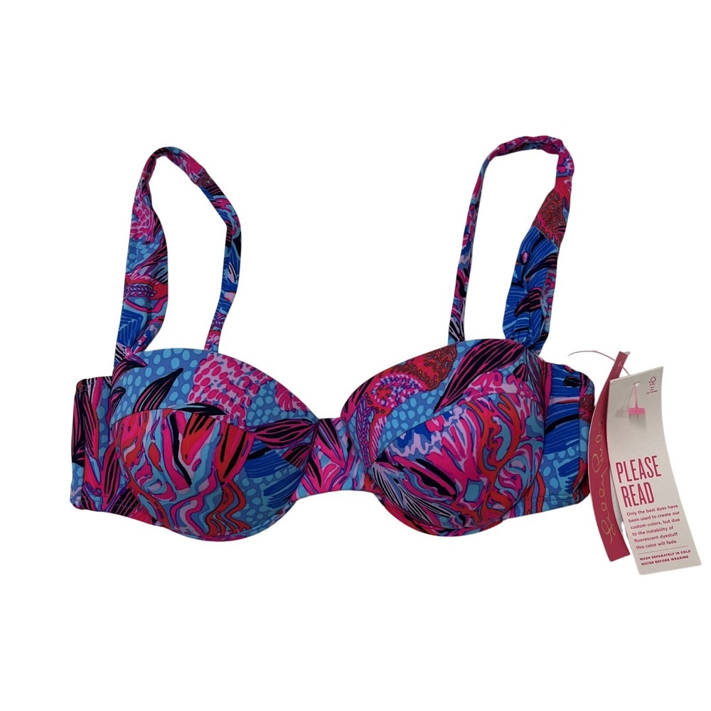 Lillly Pulitzer Gasby Bikini Top Ruby Red Size 4 Underwire Resort Tropical Beach